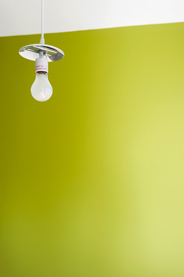 Light Bulb and Green Wall