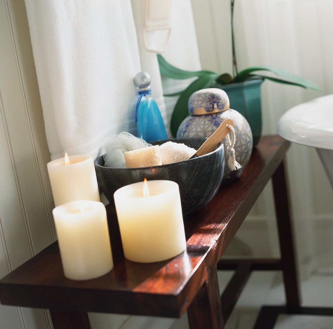 Candles and Bathroom Essentials