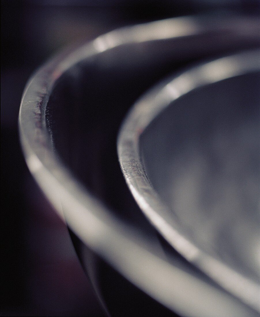 Close Up of Stacked Stainless Steel Mixing Bowls