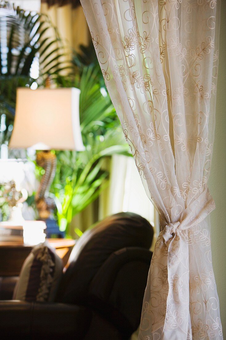 Detail sheer drapes with embroidery