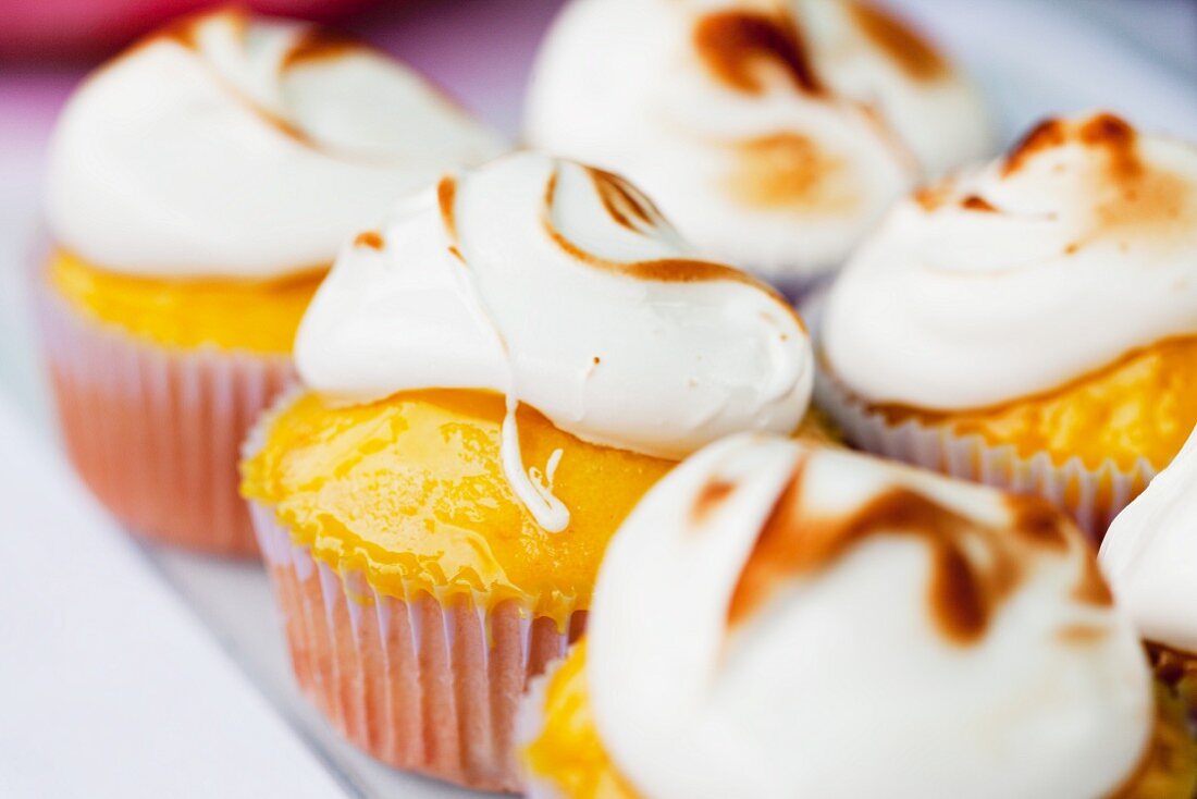 Lemon cupcakes topped with meringue