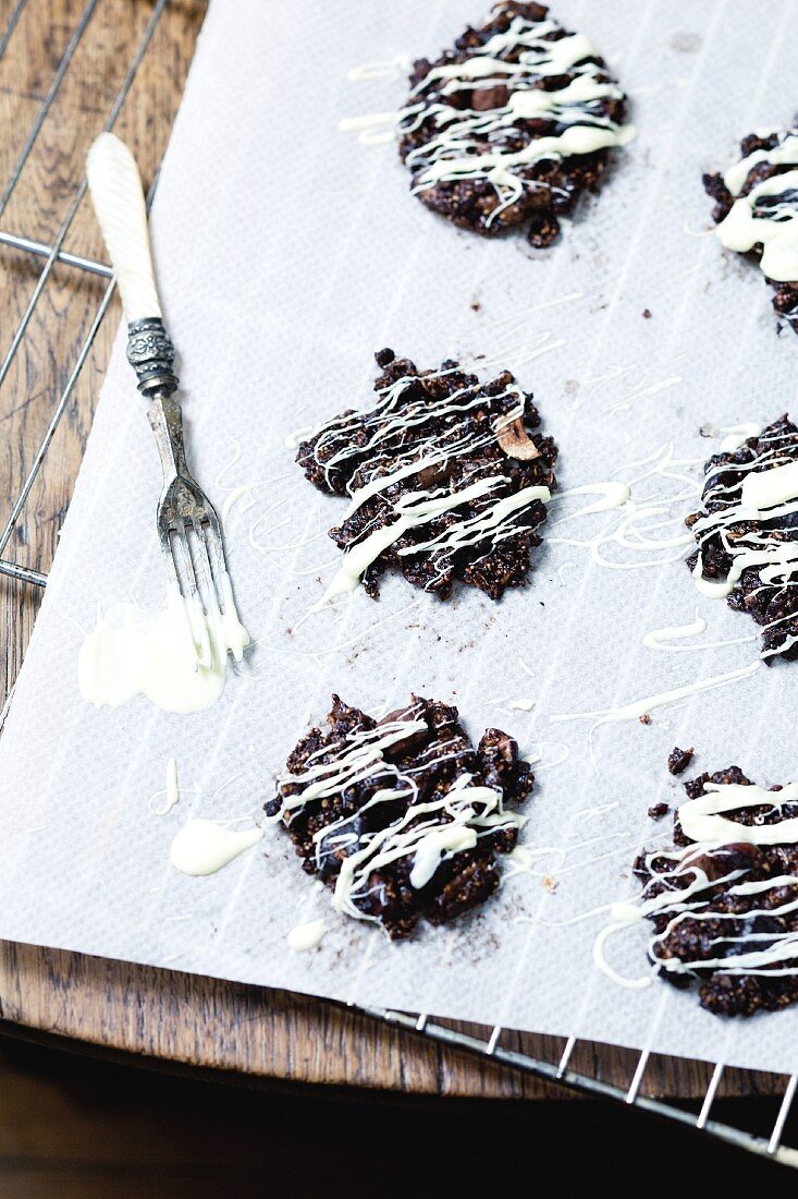 Chocolate biscuits with hazelnuts and icing sugar