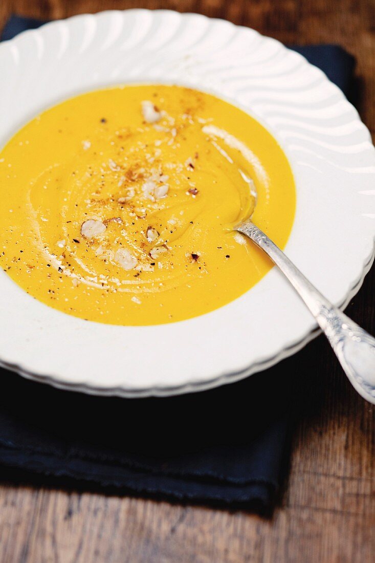 Pumpkin soup made with oat milk