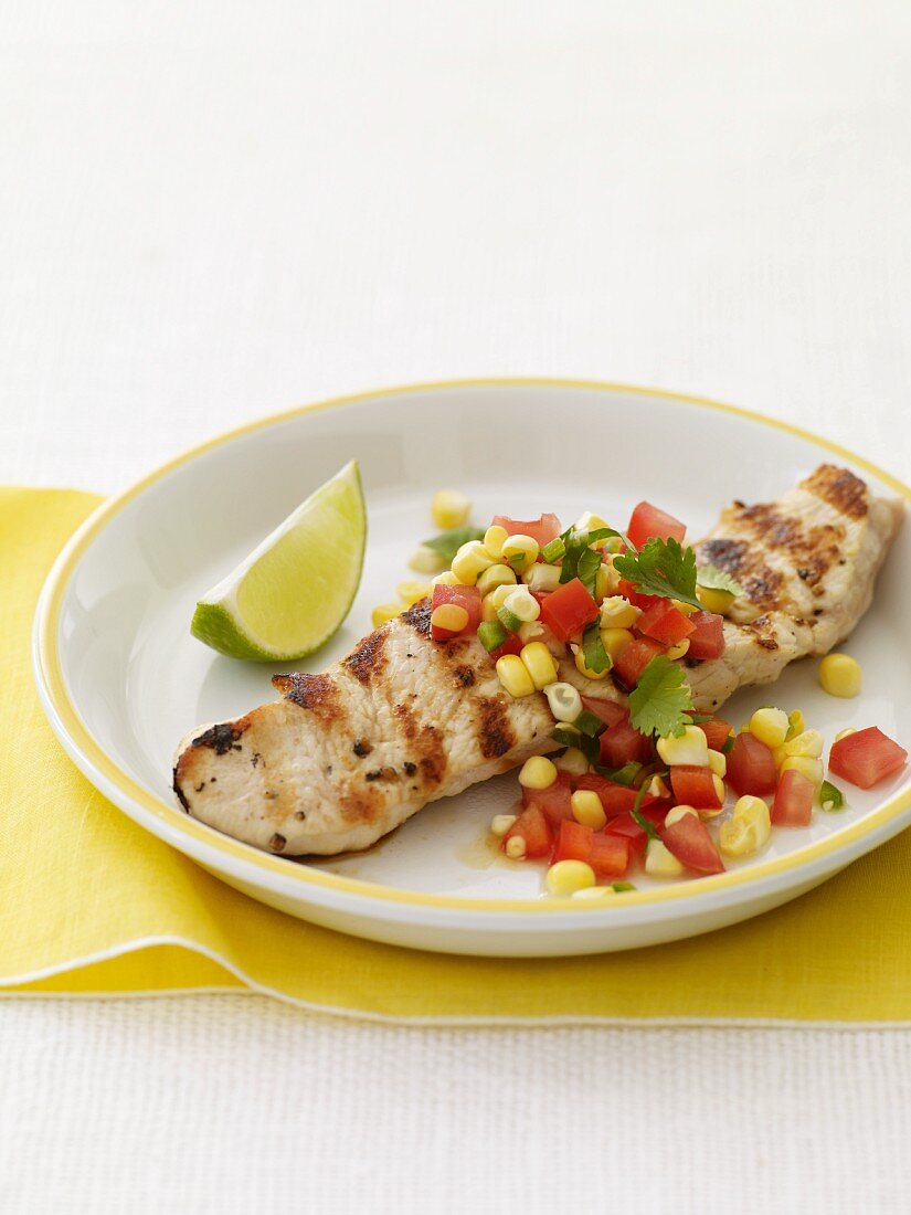 Grilled Chicken with Tomato Corn Salsa