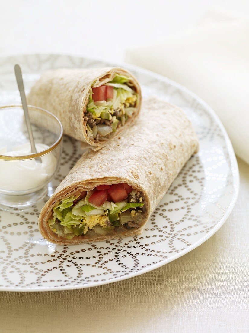 Veggie Wrap on a Plate with Dressing