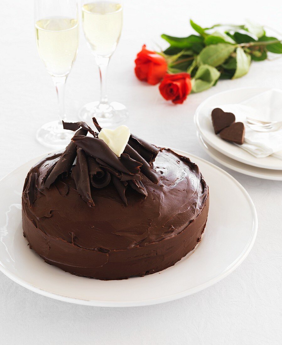 Heart-shaped chocolate cake for Valentine's Day
