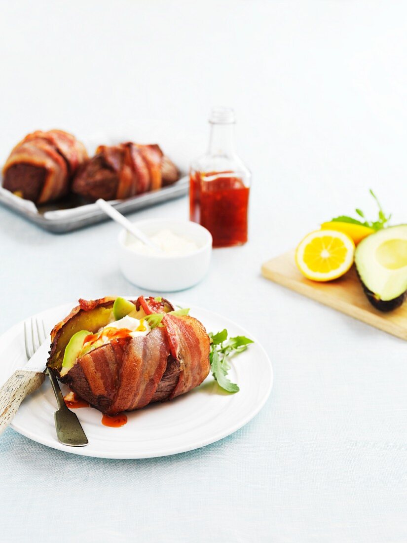 Sweet potatoes wrapped in bacon