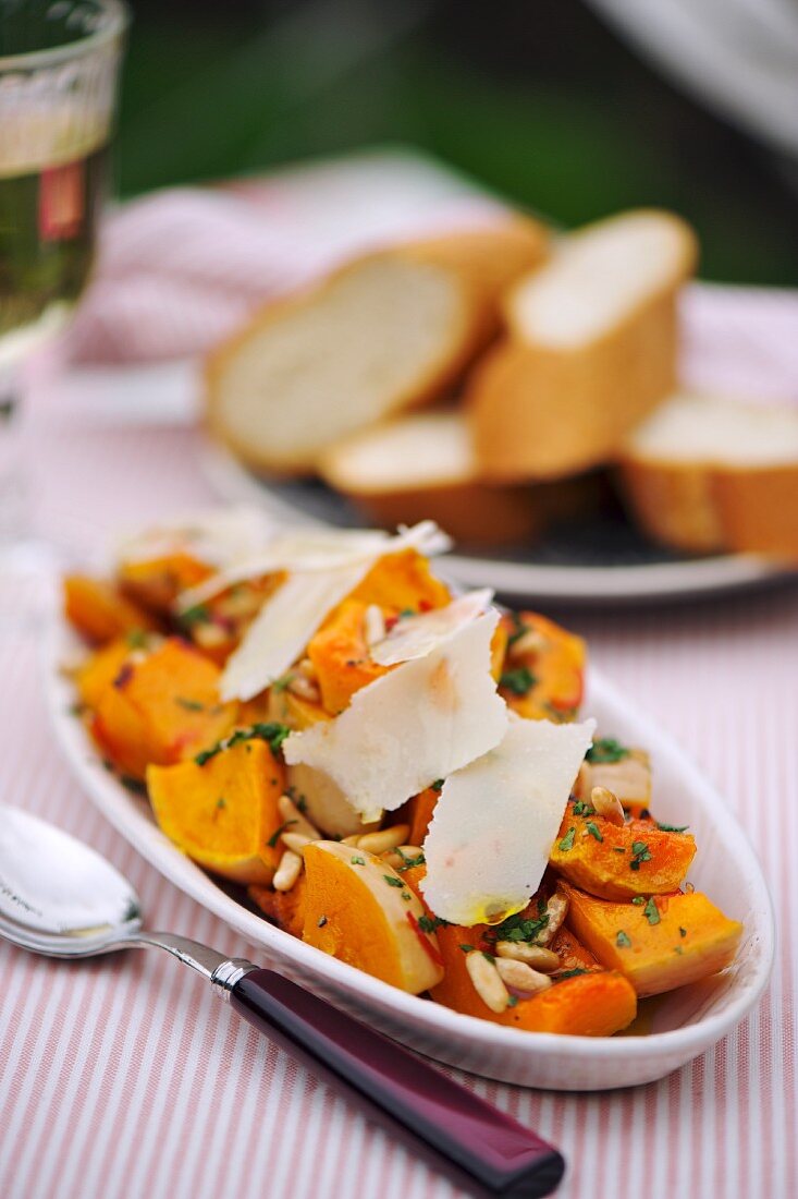 Butternut squash with grated cheese