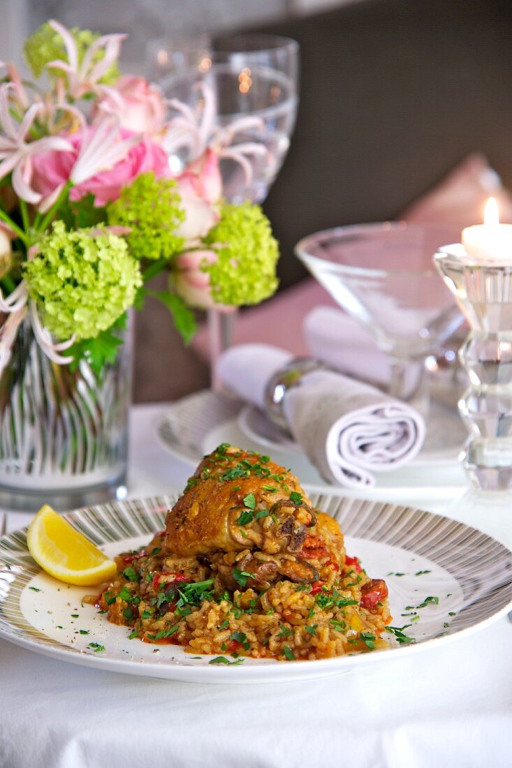 Tomato rice with chicken and chorizo (Spain)