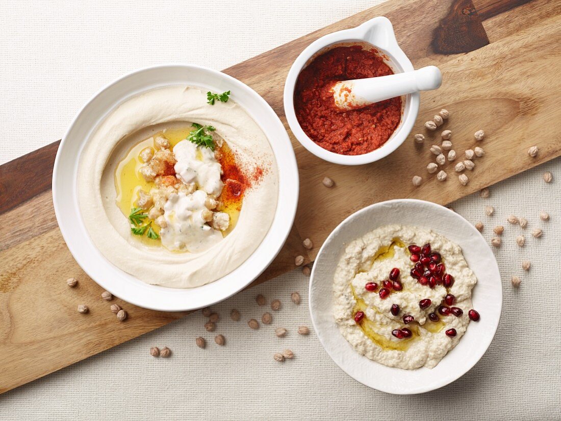 Baba Ganoush, Harissa & Hummus