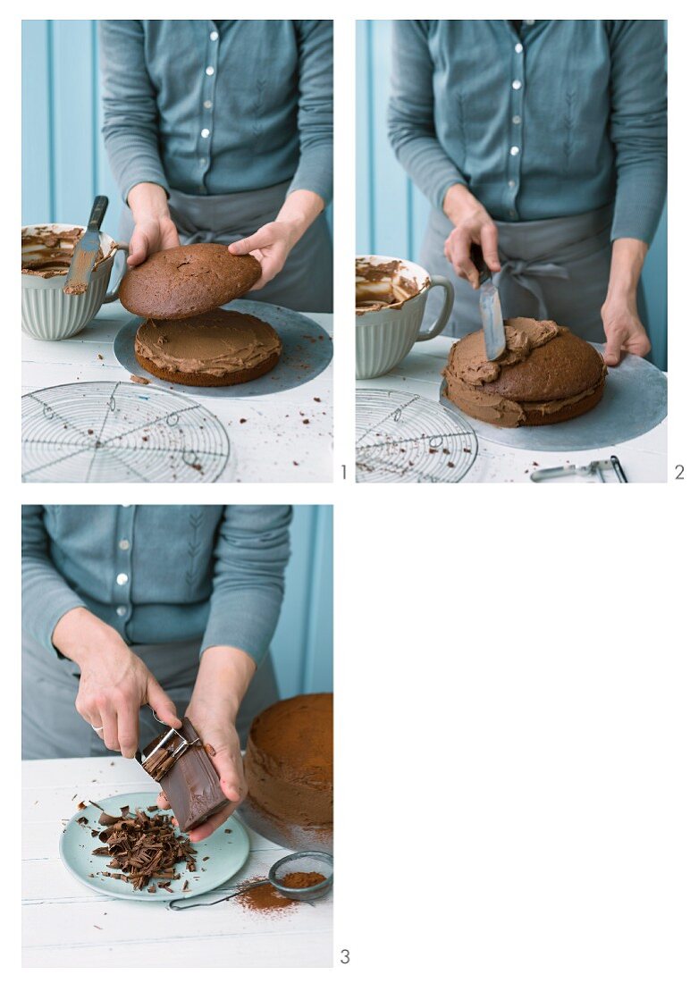 Classic chocolate cake being made