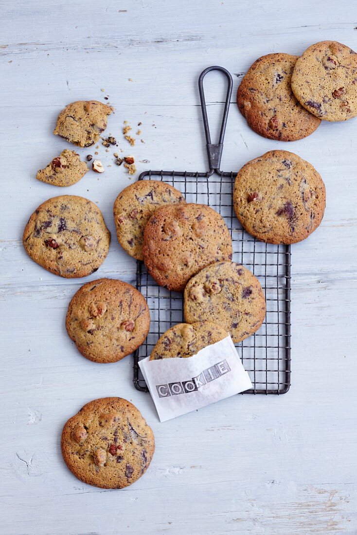 Gluten-free chocolate chip cookies with hazelnuts