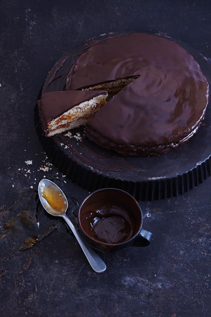 Gluten-free almond cake with yellow plum jam