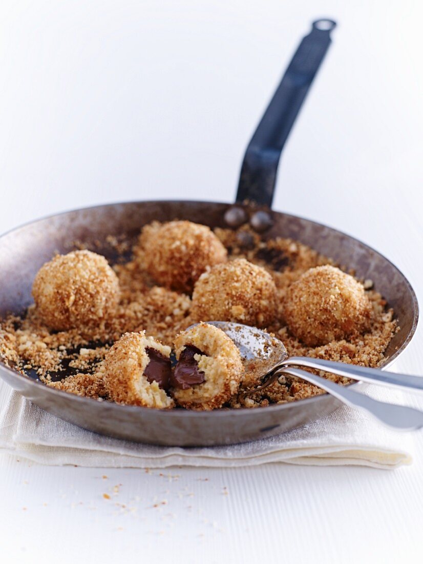 Quark dumplings with a chocolate filling