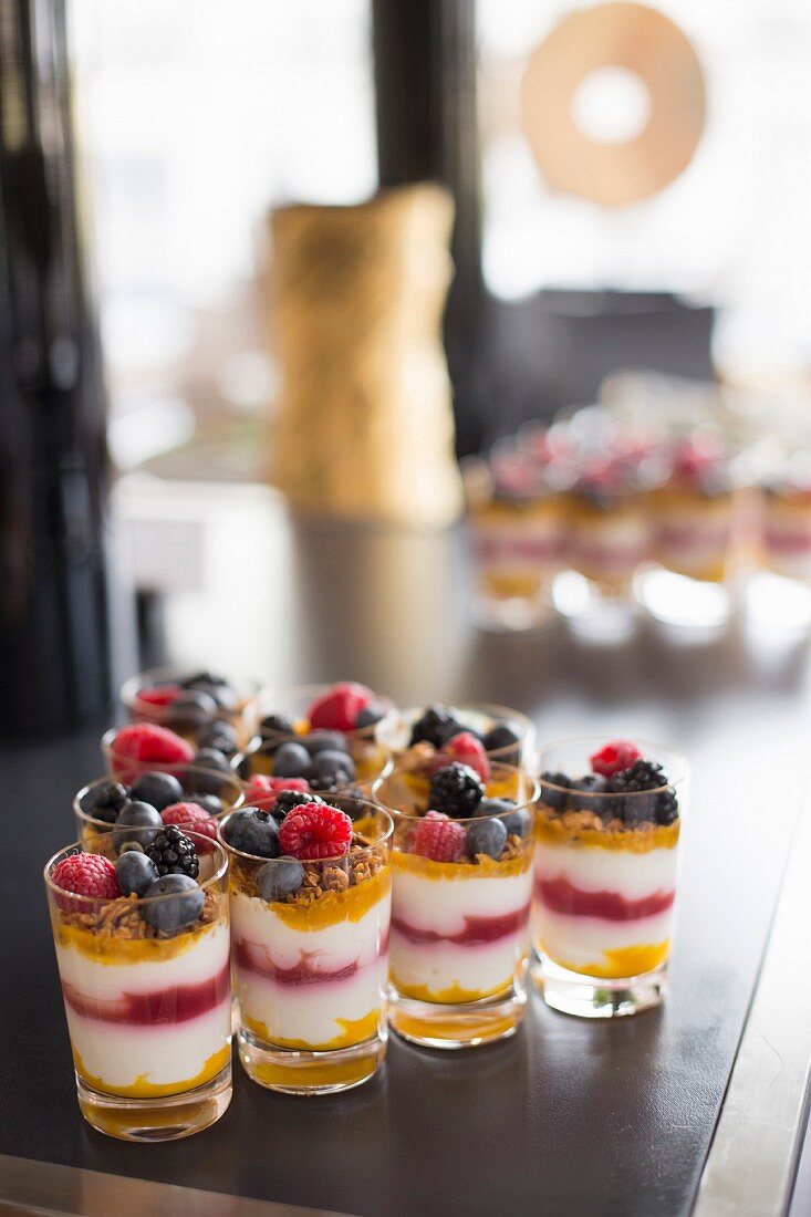 Layered desserts with berries