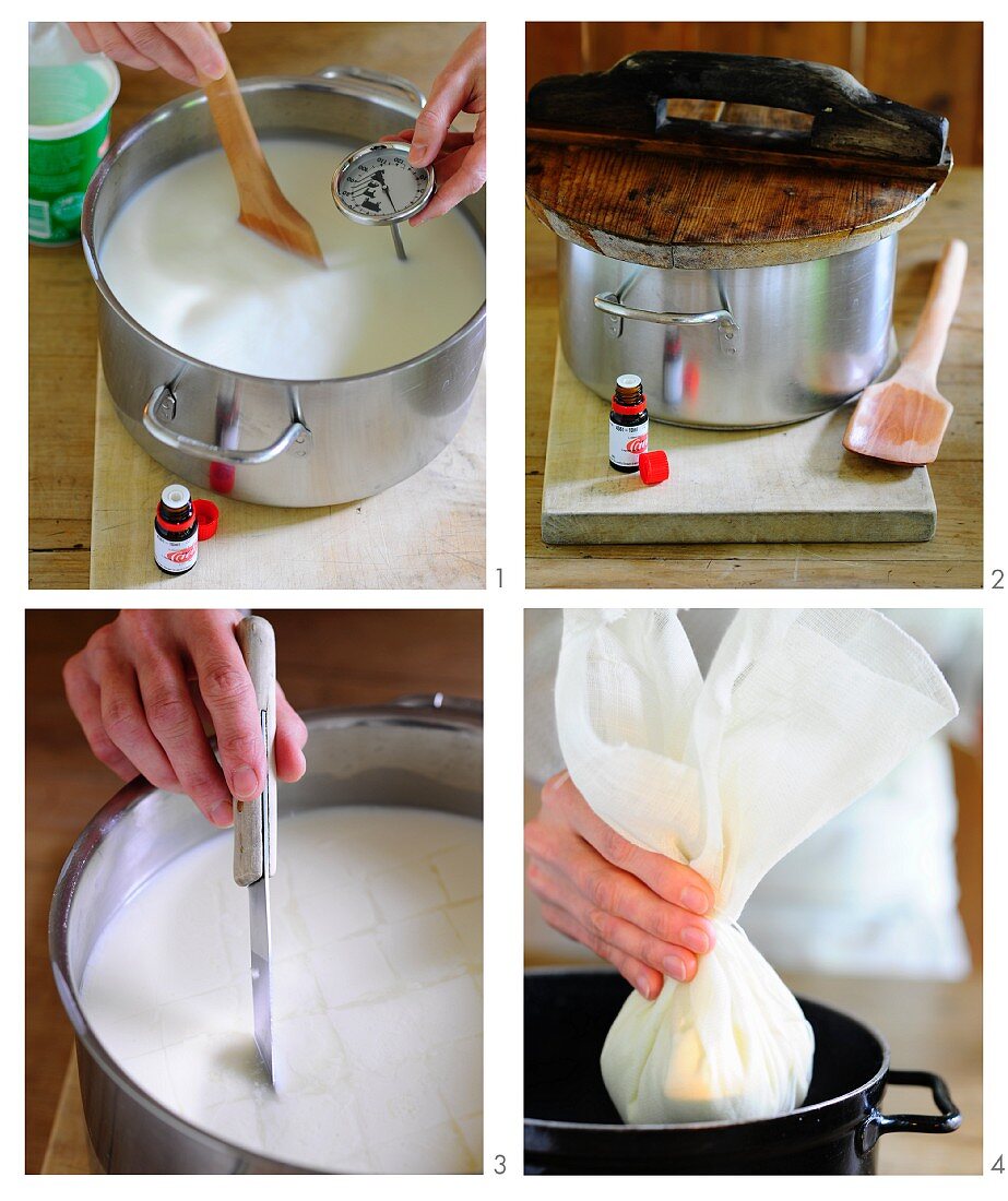 Cream cheese being made