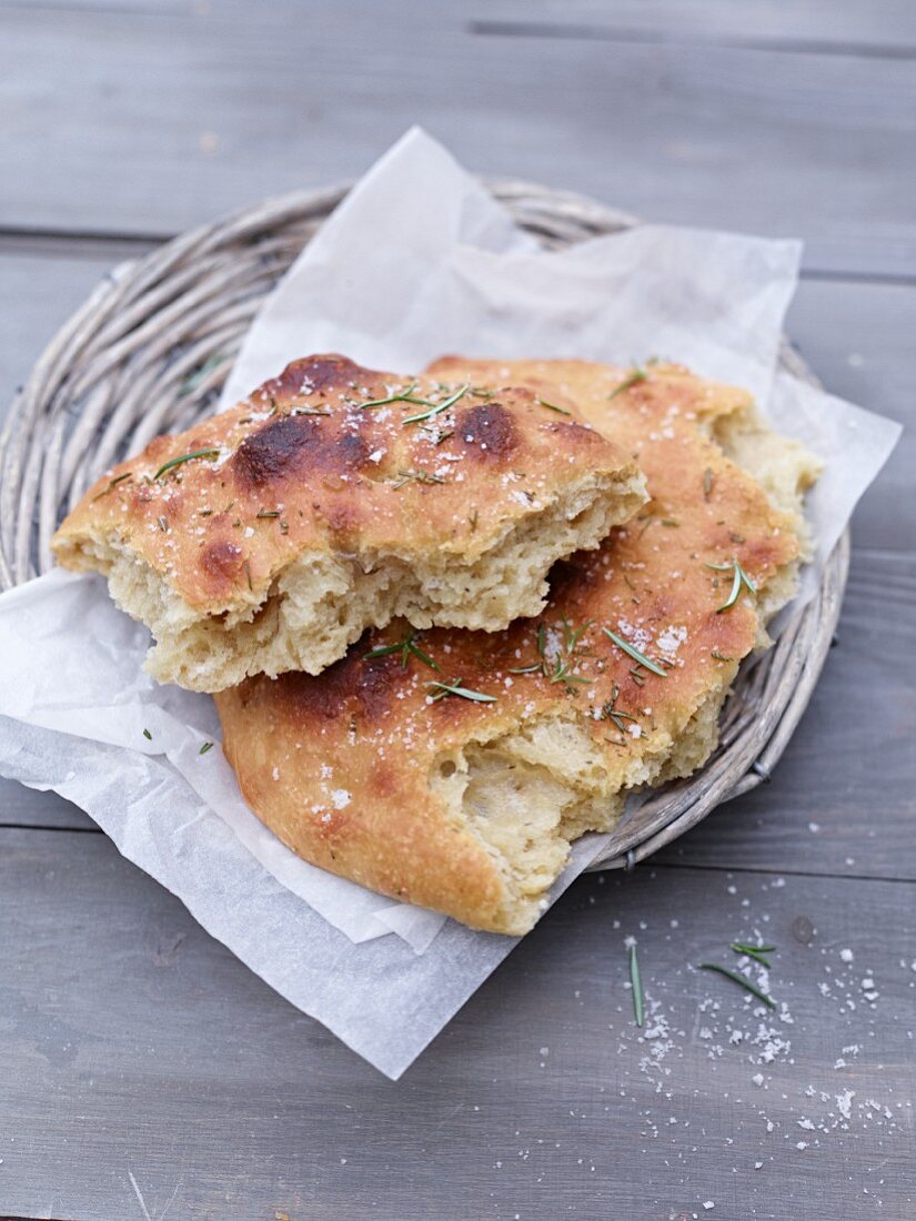 Focaccia with salt and rosemary