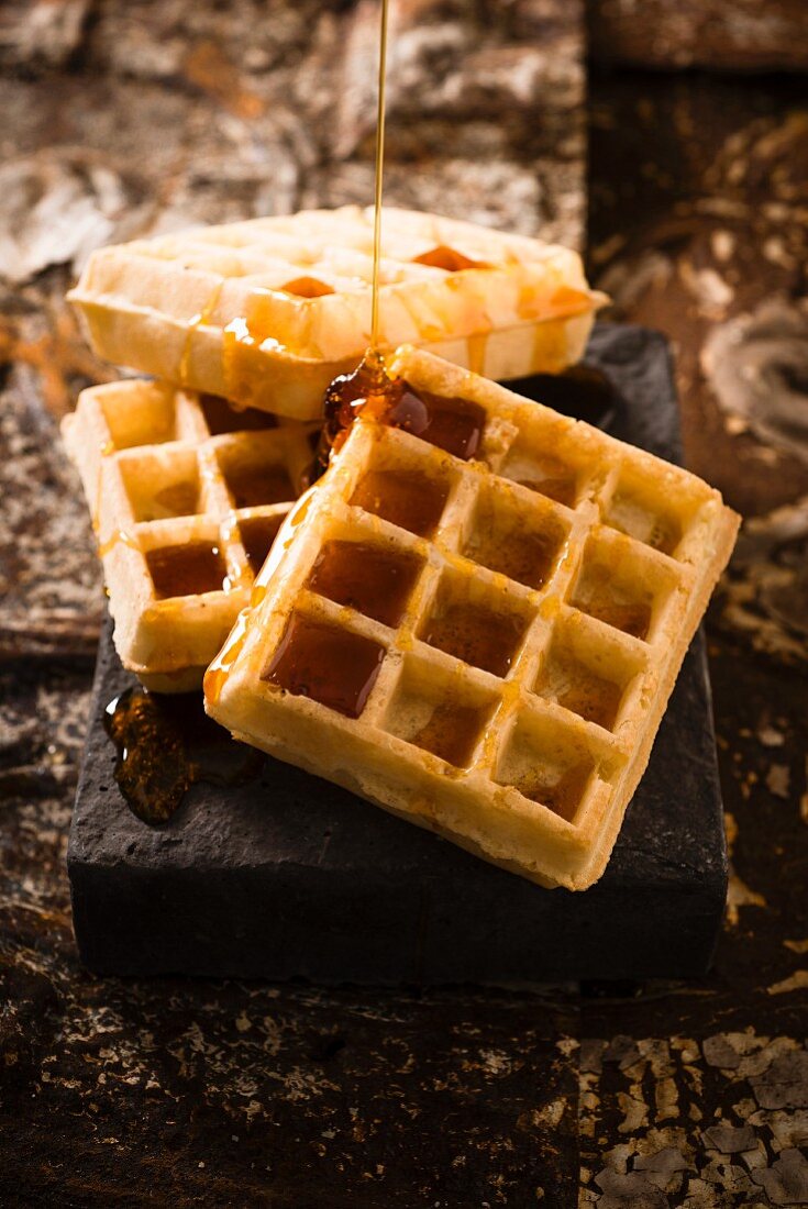 Waffles with golden syrup