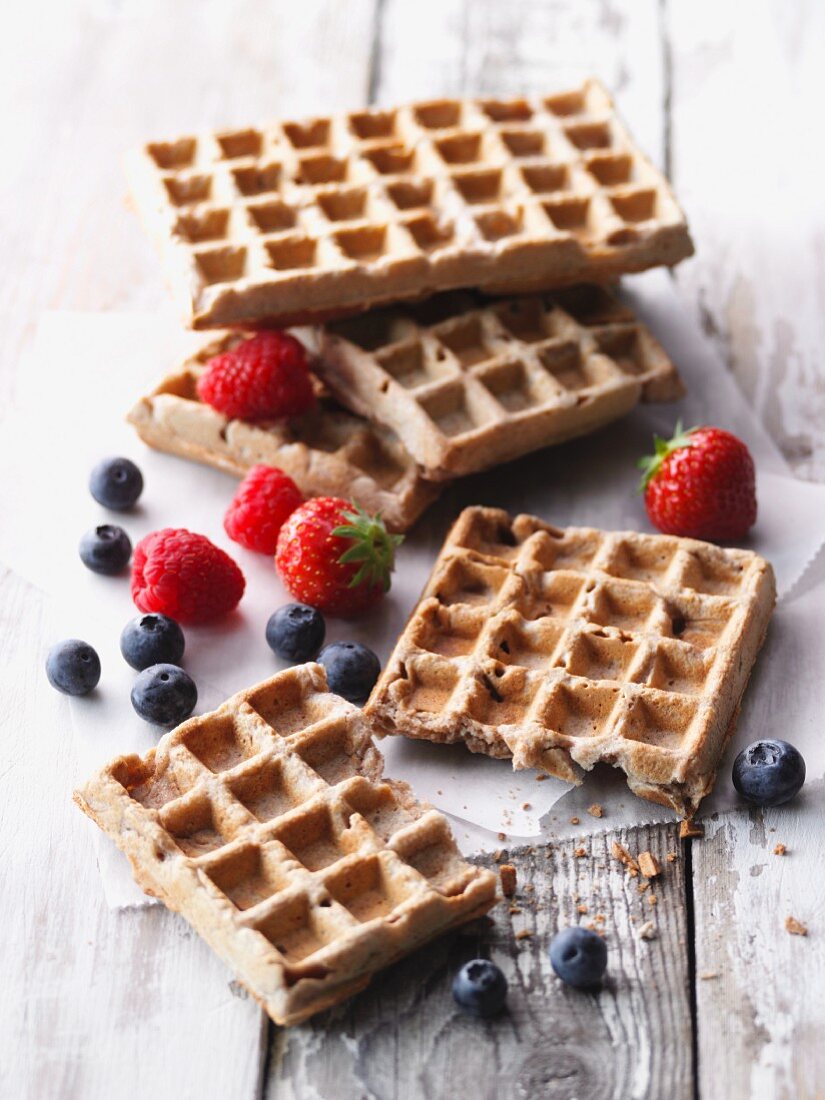 Vegetarian bread waffles for breakfast