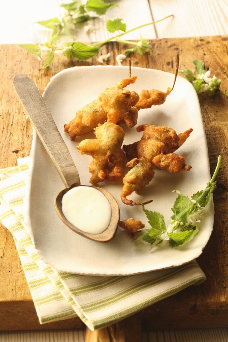 Beer battered deadnettles