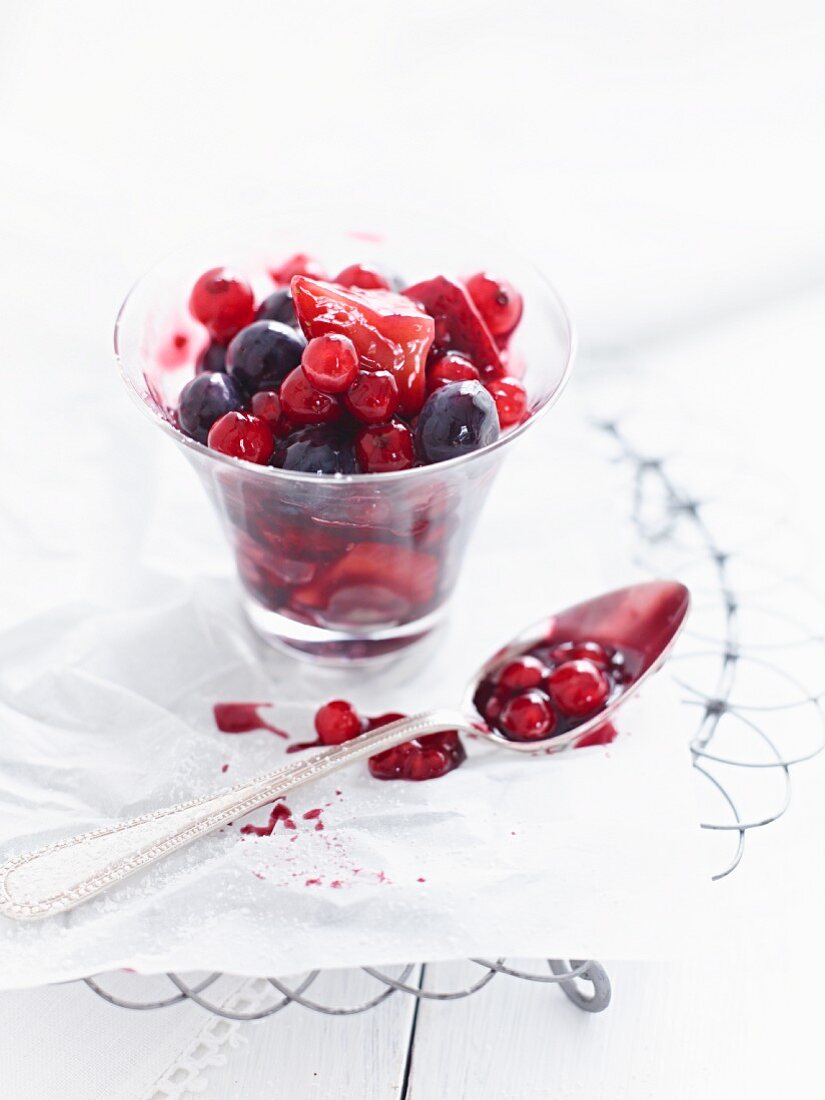 Berry compote in a glass