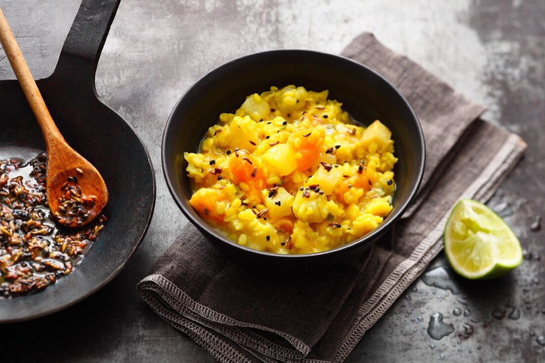 Moong dhal with dried apricots