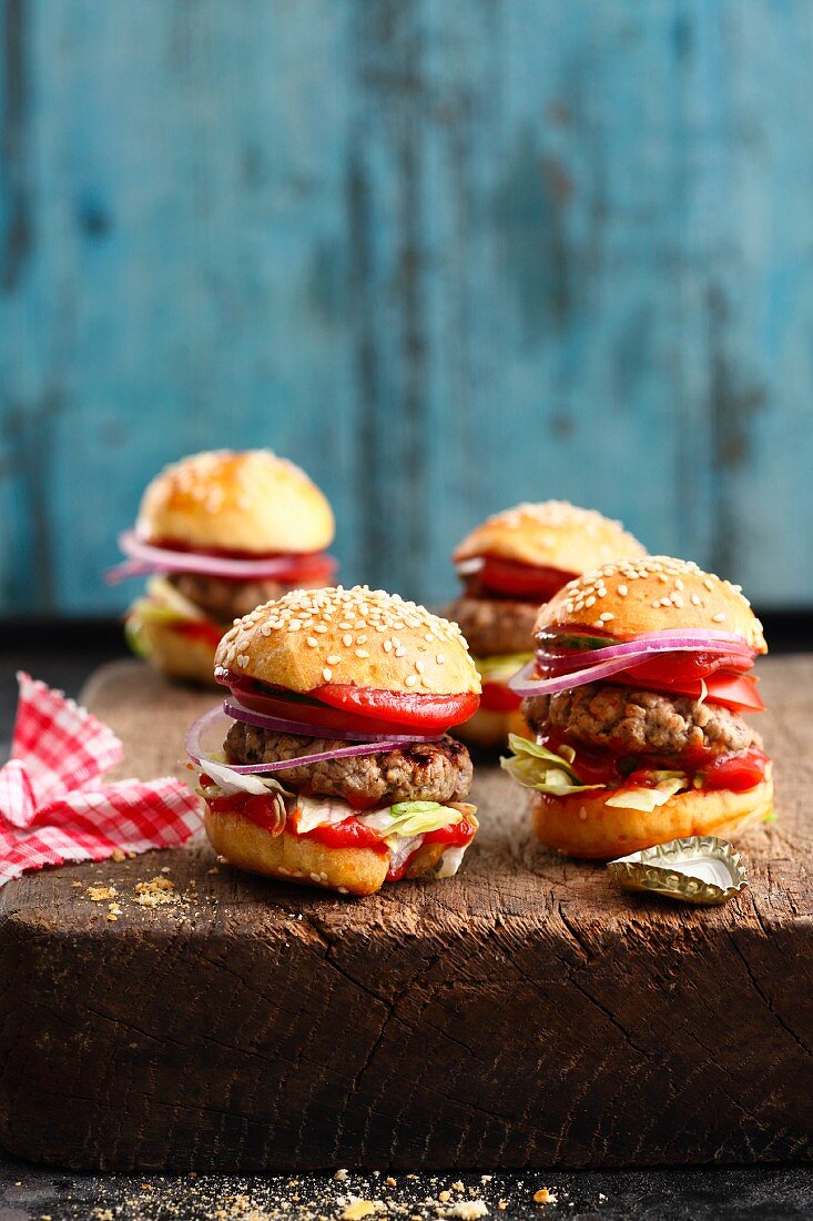 Mini hamburgers for a finger food party