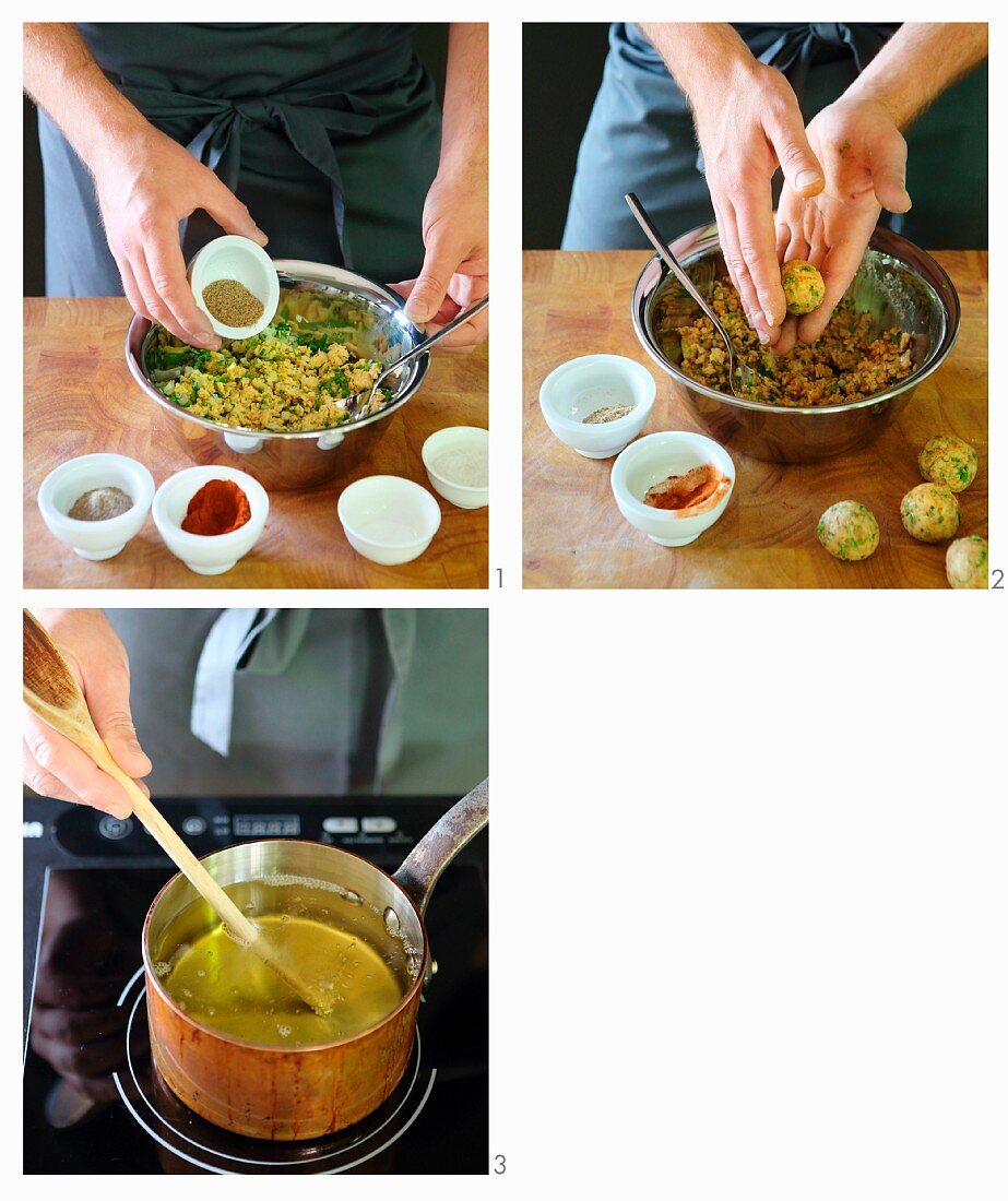 Oriental falafel being made