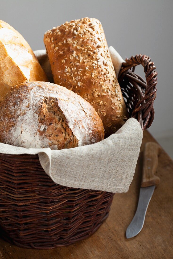 Verschiedene Brote im Brotkorb