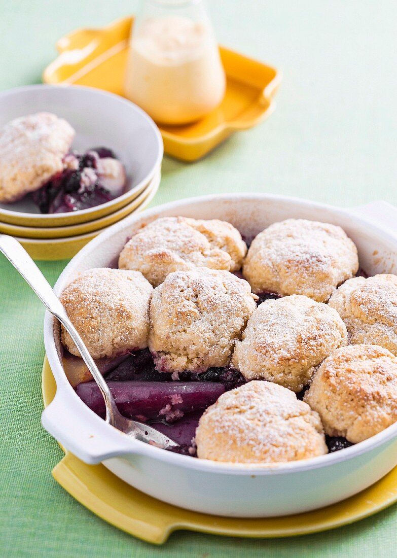Pear and berry cobbler