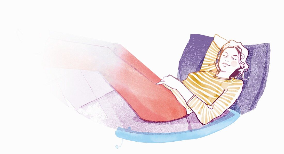 A woman relaxing on a sofa (illustration)