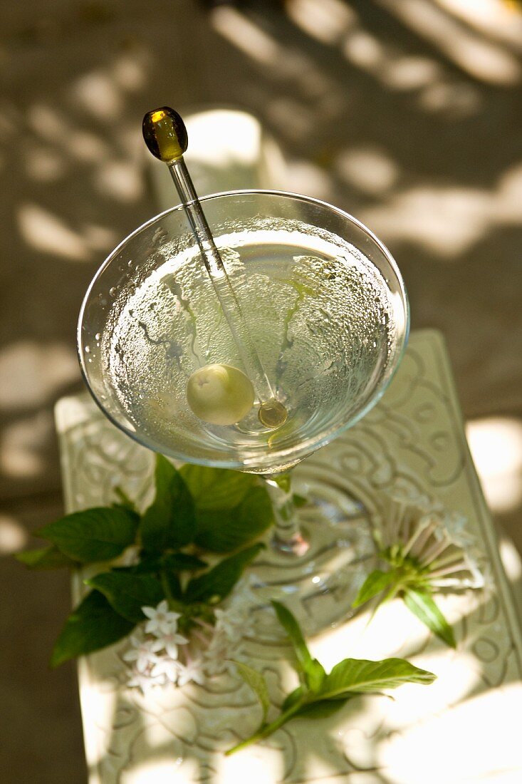 Gin-Martini mit Olive