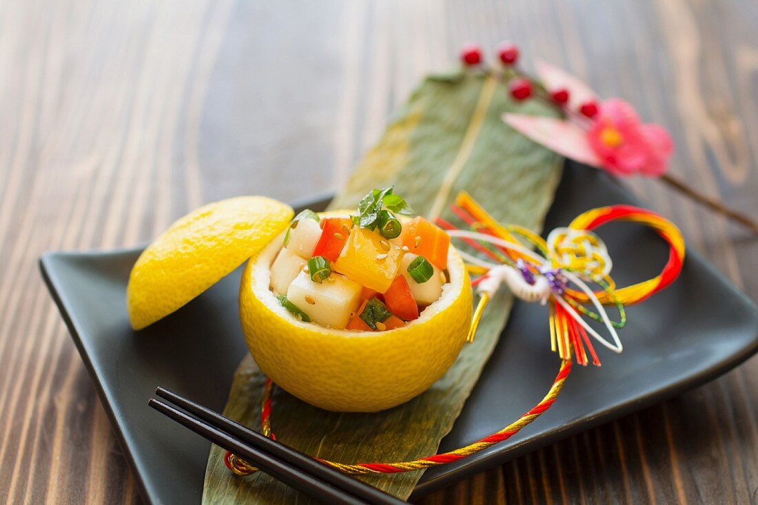 Kuai with colourful vegetables and yoghurt (Japan)