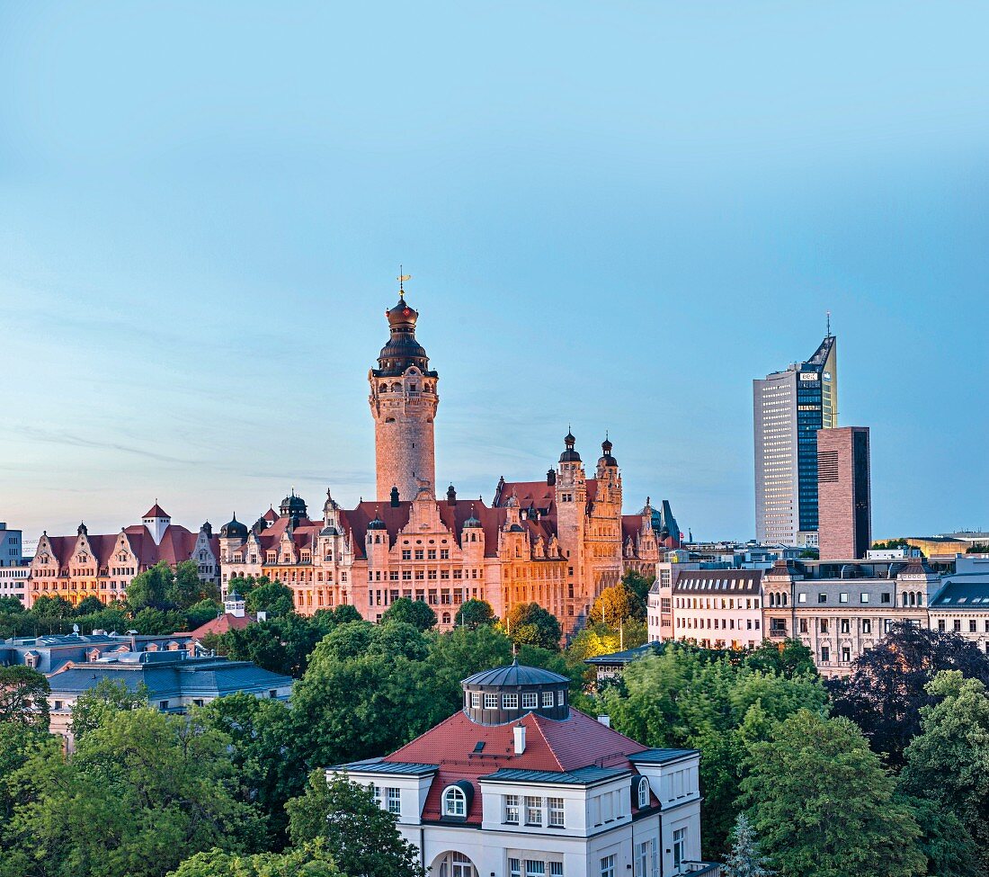 Blick auf das Rathaus, Leipzig, Deutschland