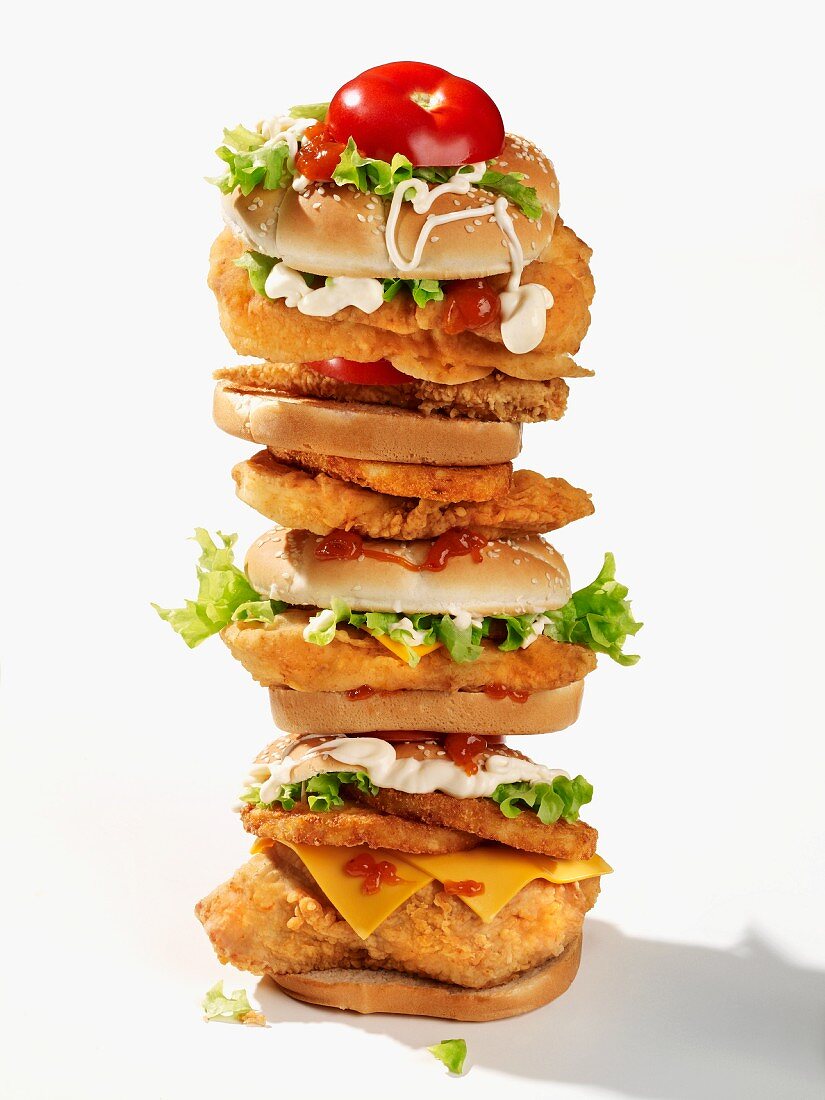 A stack of burgers