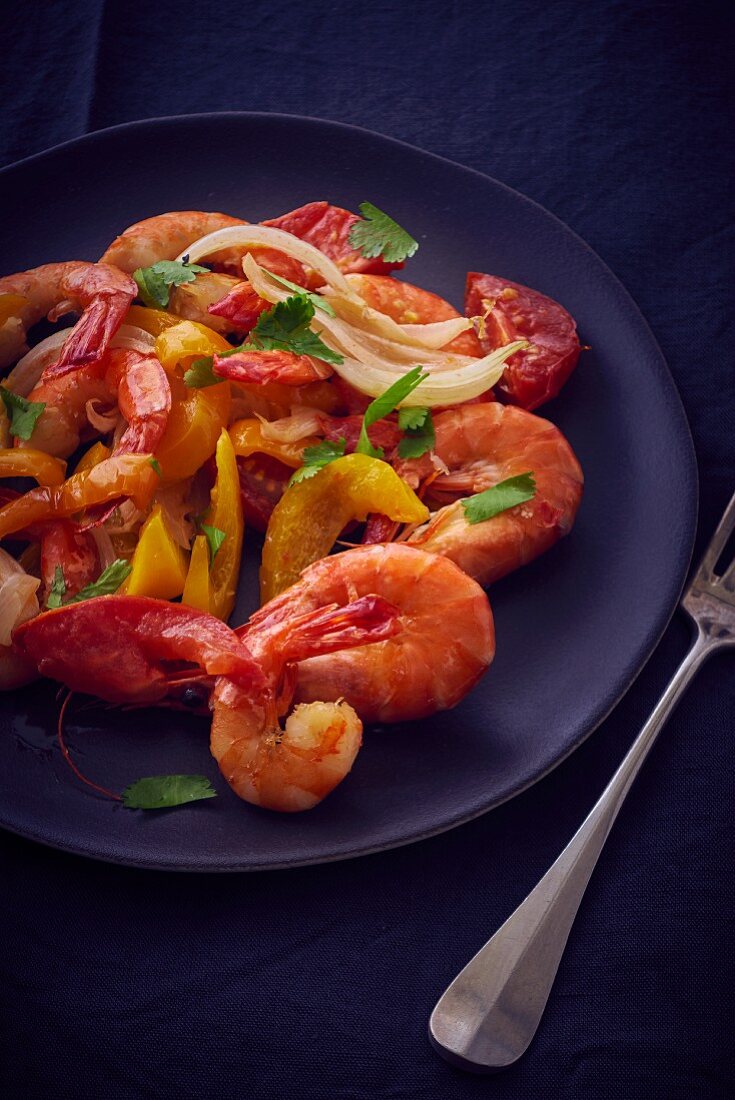 Prawns with peppers