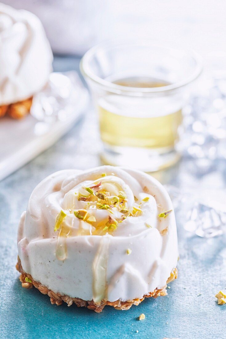 Halva parfait cake shaped like a rose