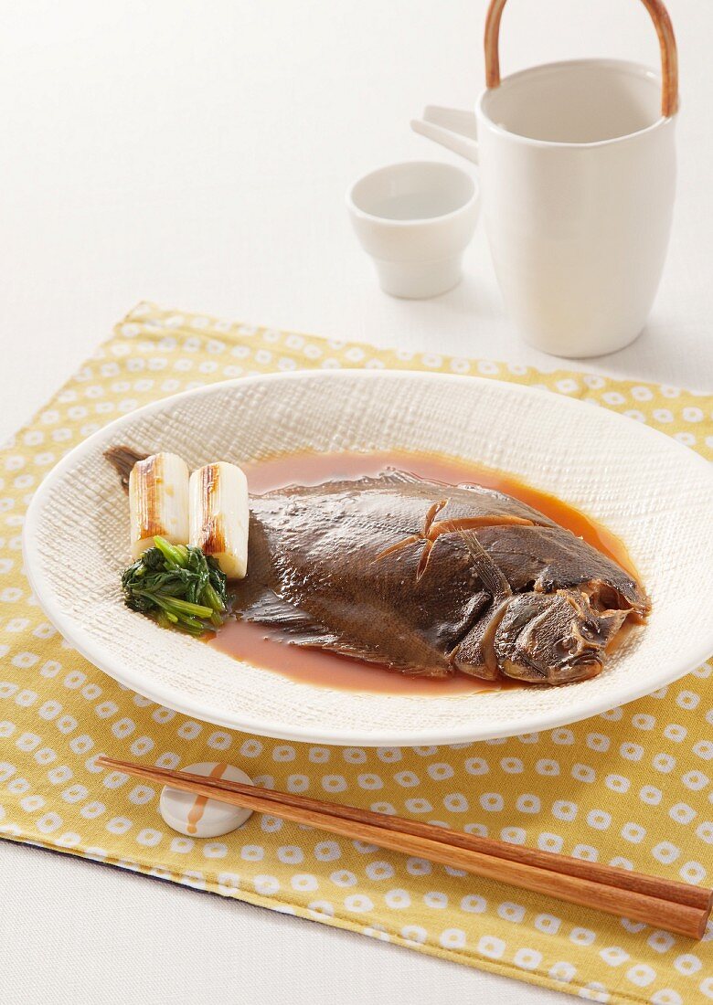 Flounder braised in soy sauce