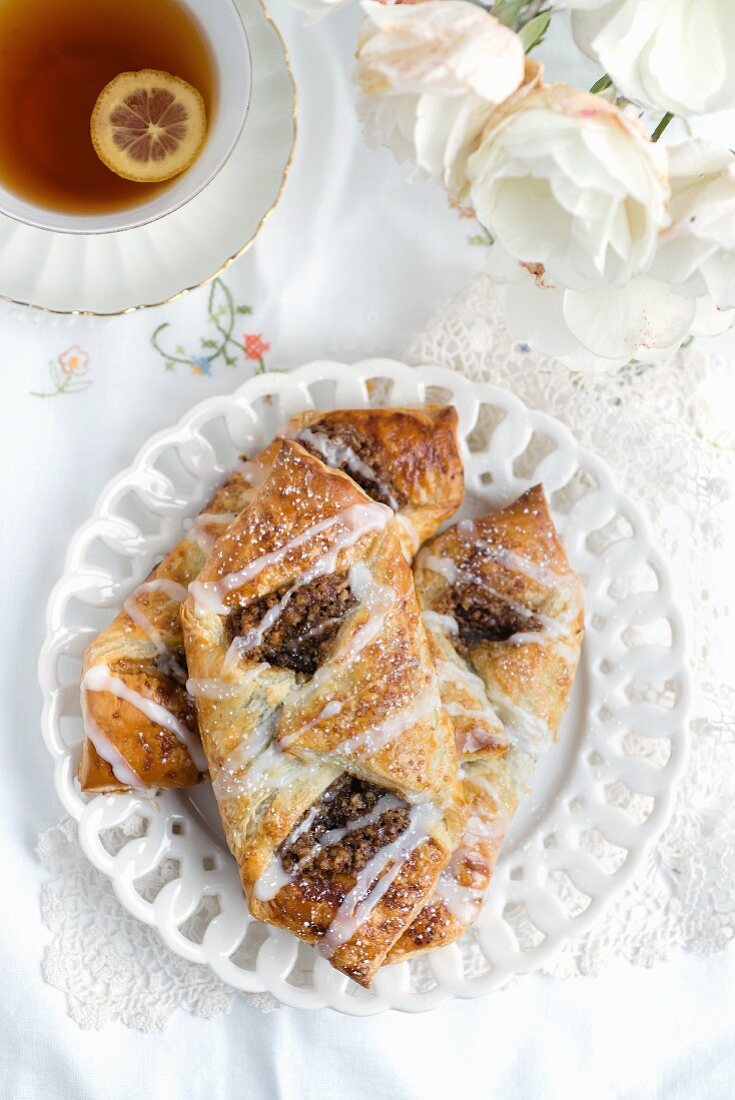 Danish pastries with a pecan nut filling