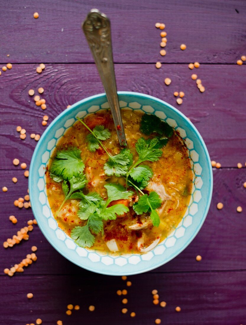Lentil soup with coriander