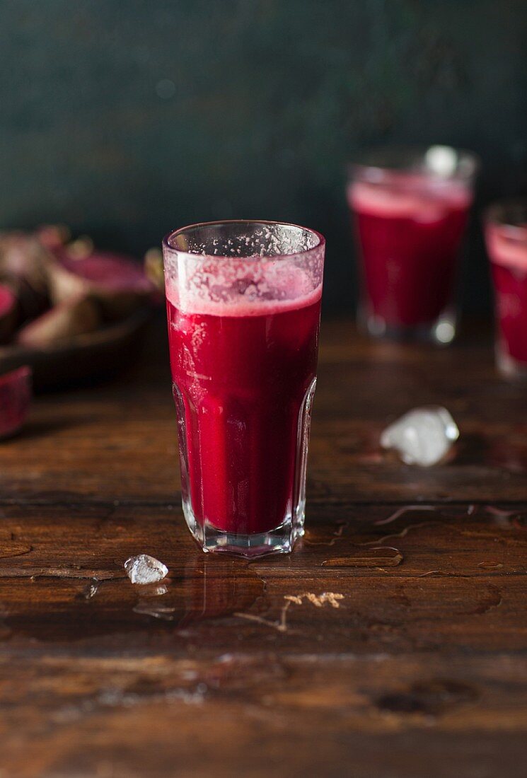 Glasses of beetroot juice