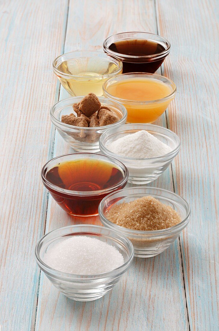 Natürliche Süssmittel: Zucker, Rohrzucker, Ahornsirup, Stevia, Kokosblütenzucker, Honig, Agavensirup, Zuckerrübensirup