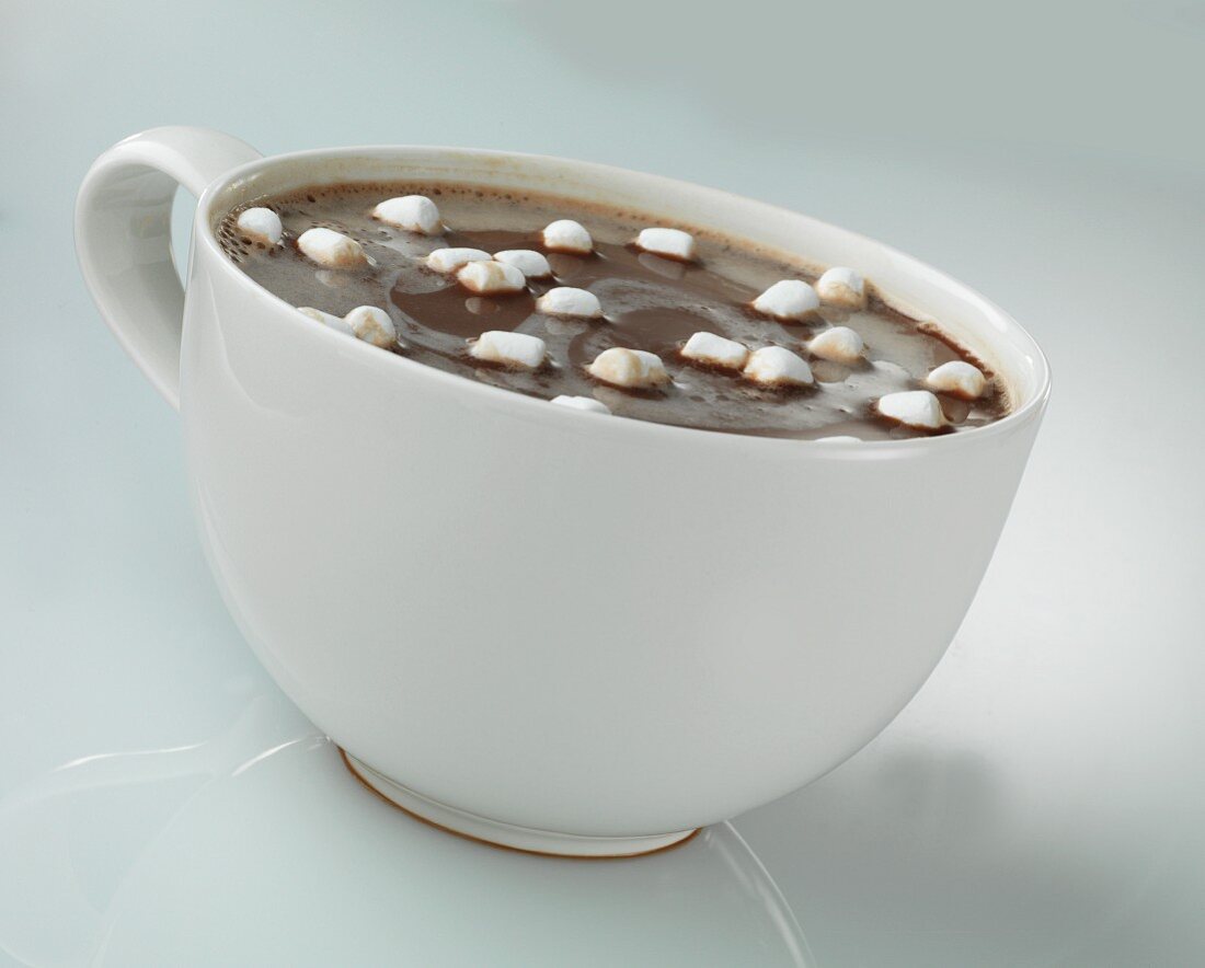 A cup of hot chocolate with marshmallows