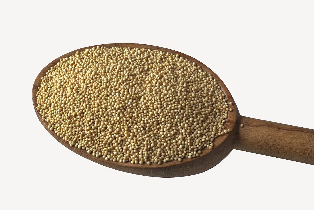 Amaranth on a wooden spoon