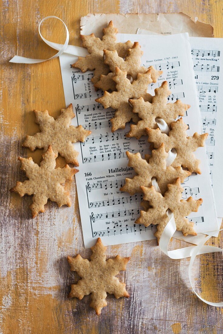 Gingerbread biscuits on sheet music