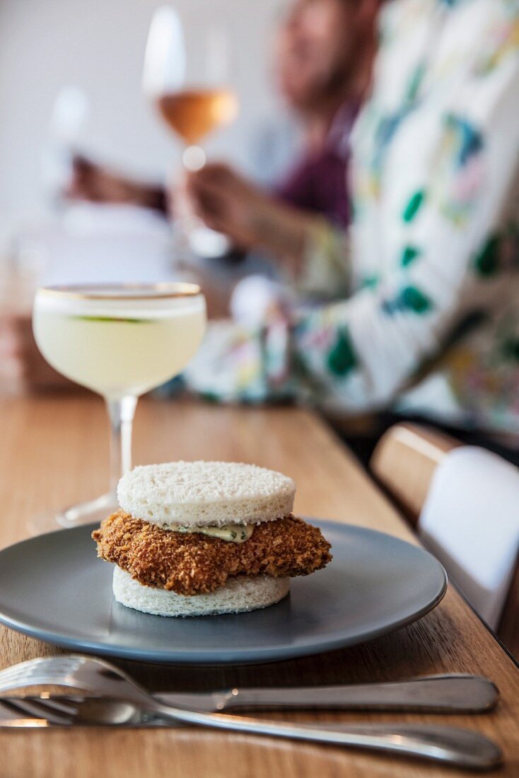 Veal cutlet sandwich with anchovy mayonnaise