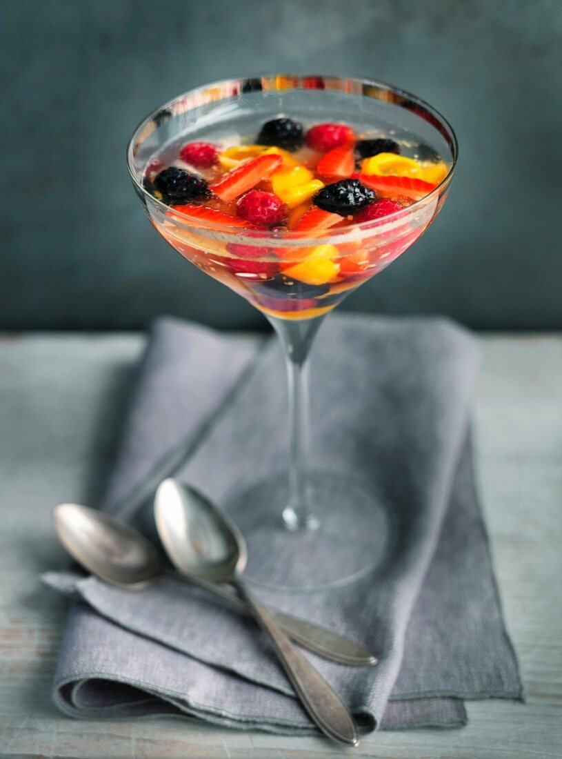 Fruit punch in a stemmed glass