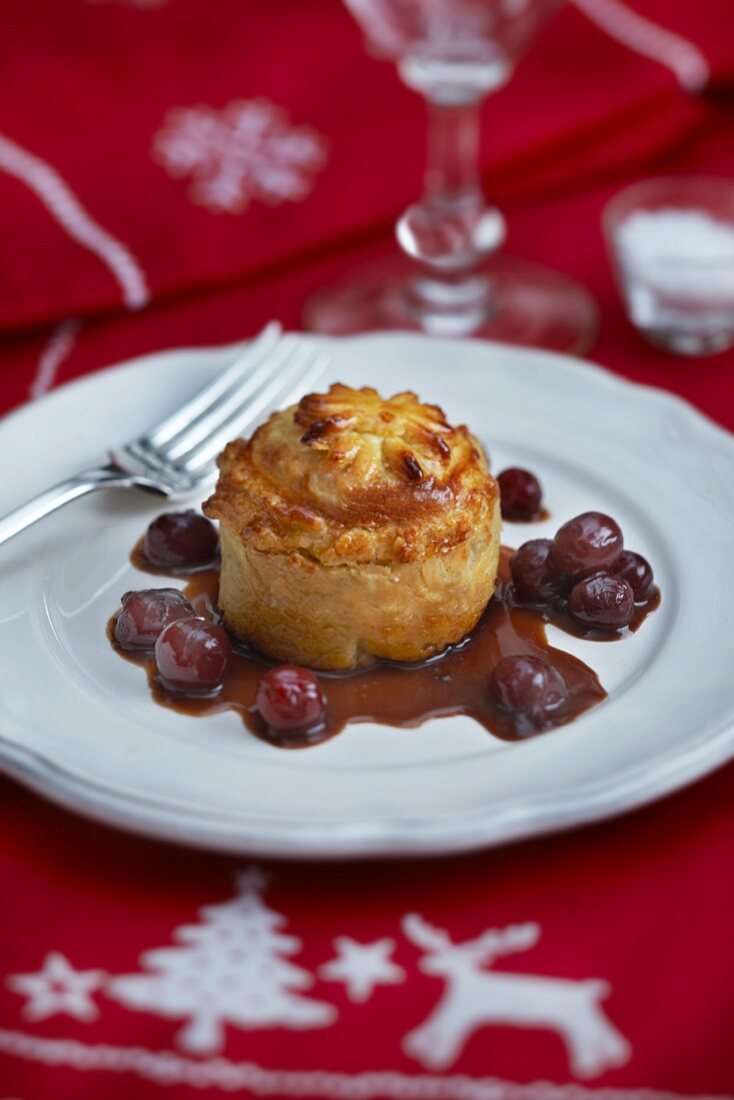 Hare pie with cherries for Christmas