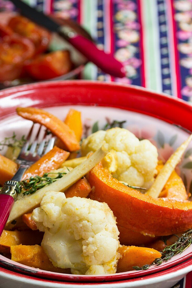 Organic vegan pumpkin and cauliflower medley