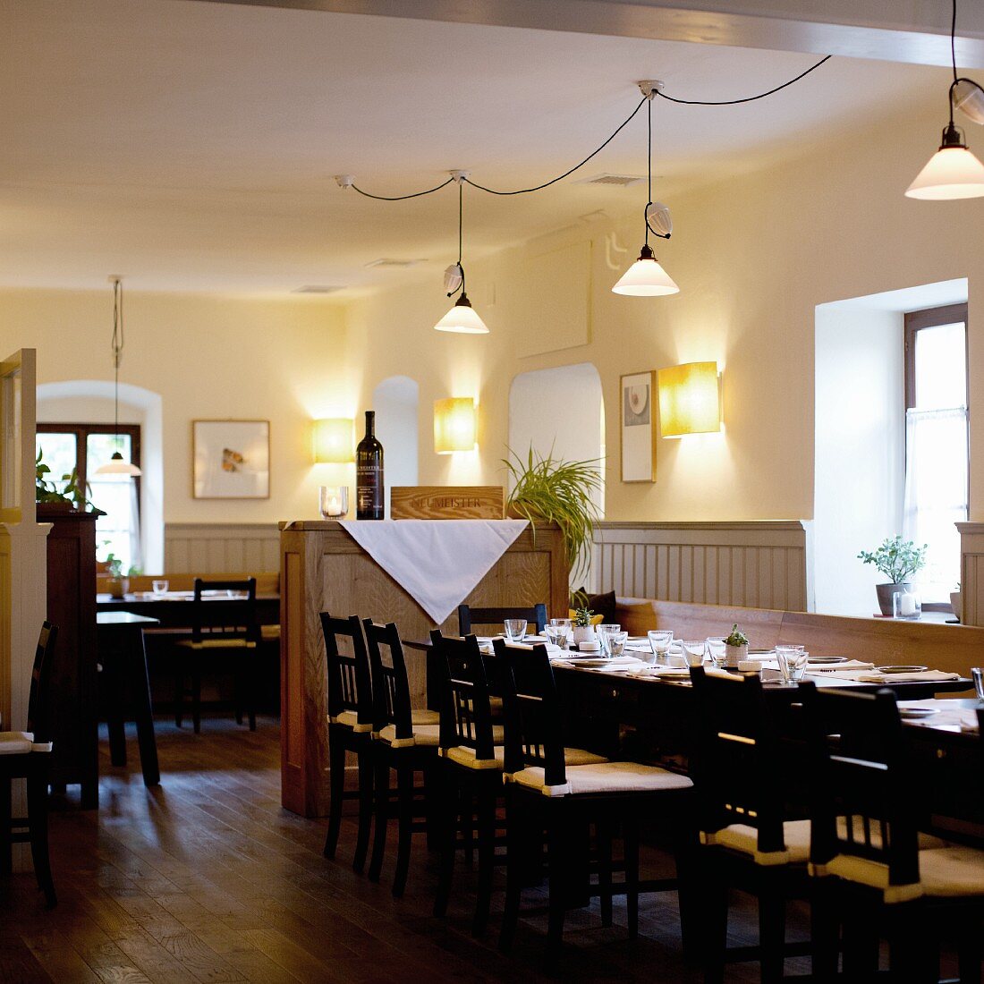 Tables laid in the restaurant Saziani Stub'n, Styria, Austria